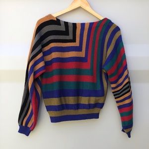Vintage colorful striped sweater L